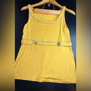 Moth For Anthropologie Mustard Yellow Wooden Button detailed tank Size L GUC